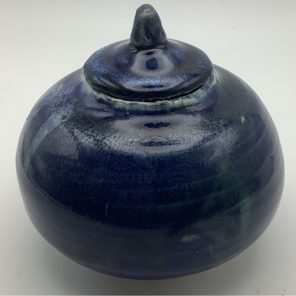 Dark Blue Pottery Lidded Bowl/Container - Picture 1 of 9